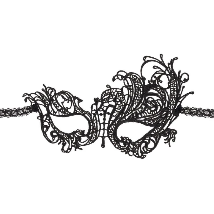 Maska haftowana z koronkową wstążką, 100% poliester, idealna na imprezy kostiumowe