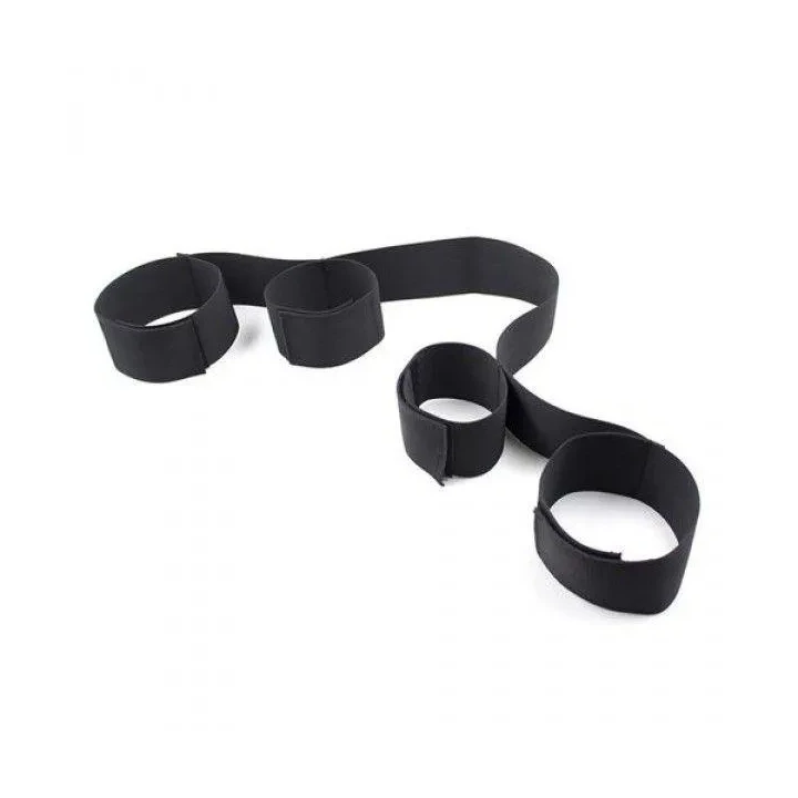 Wiązania nylonowe Toez4Lovers z kajdankami, ekstremalne ograniczenie, czarne
