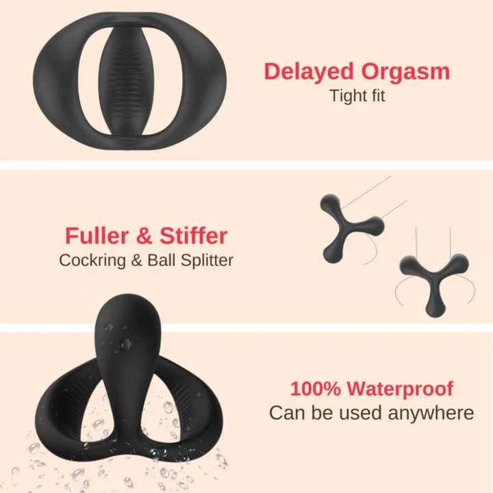 Pierścień na penisa Nappex™ Jari - 100% wodoodporny, medyczny silikon, 3 rozmiary