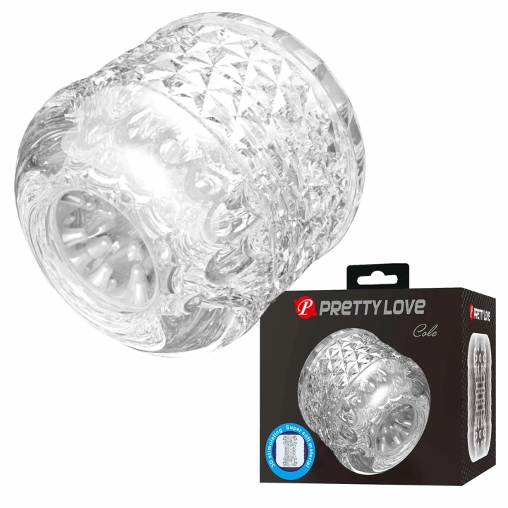 Masturbator dwustronny PRETTY LOVE Cole, przezroczysty, 6cm, wodoodporny
