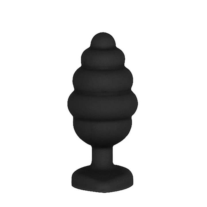 Korek analny dużych rozmiarów - prążkowany, diamentowa podstawa, silikonowy