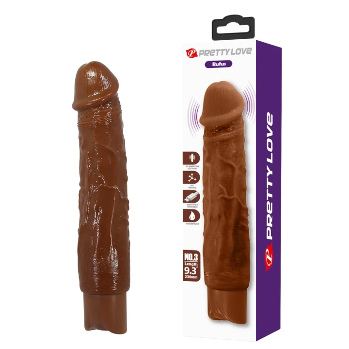 Dildo - Pretty Love Rufus, 23,8cm długości, 10 trybów wibracji, realistyczny kształt