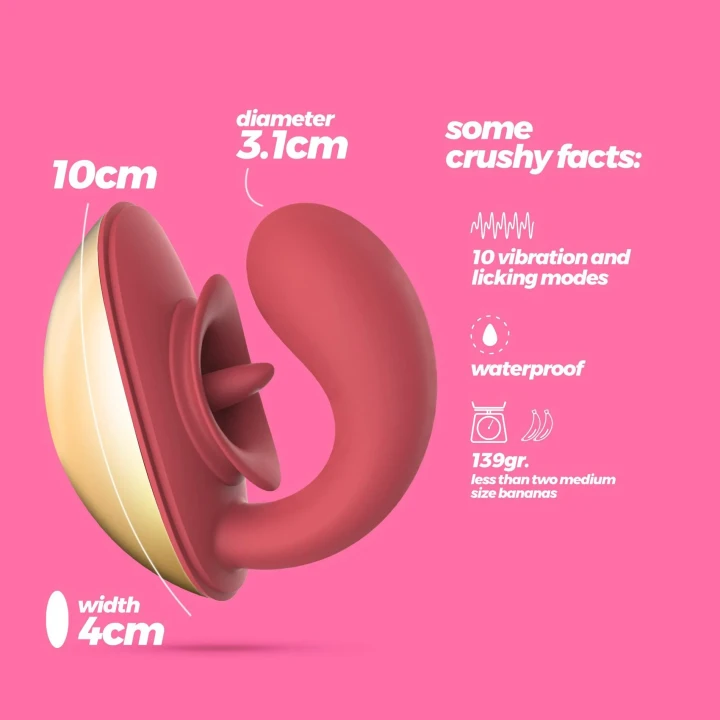 Stymulator łechtaczkowy Crushious Arcane, 10 trybów wibracji, 3 ruchy języka, silikon