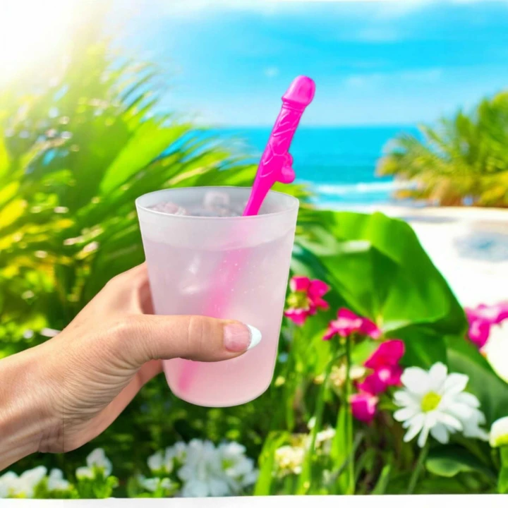 Słomki imprezowe – Super Fun, 8 sztuk, wielokrotnego użytku, różowo-fioletowe