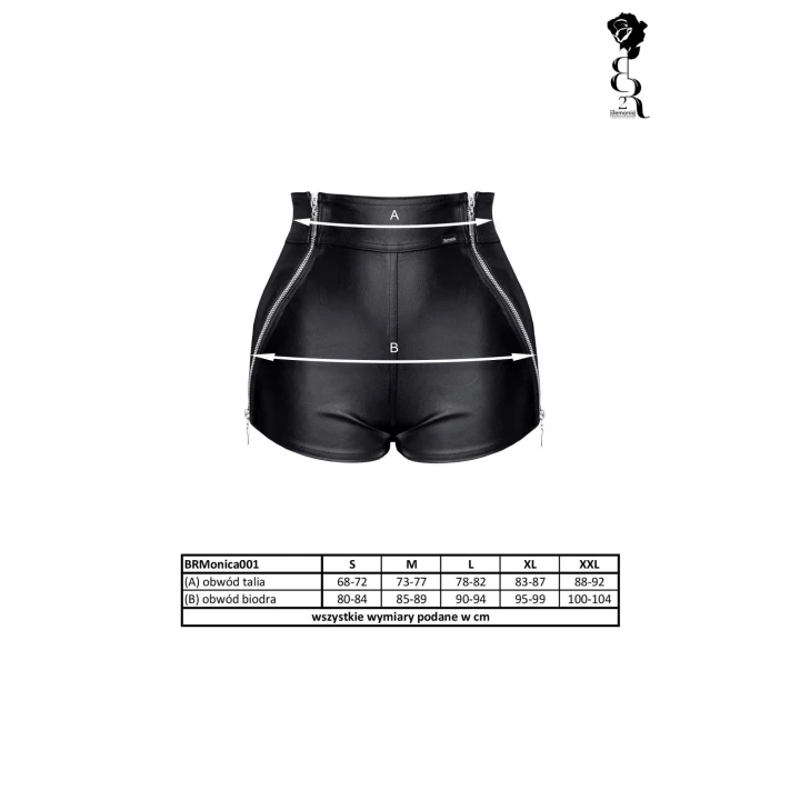 Szorty BRMONICA001, ekoskóra, podwyższony stan, XXL, czarne - elegancka odzież damska