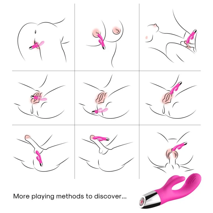 Wibrator łechtaczkowy Rabbit Pink, wodoodporny, 9 trybów wibracji, silikonowy