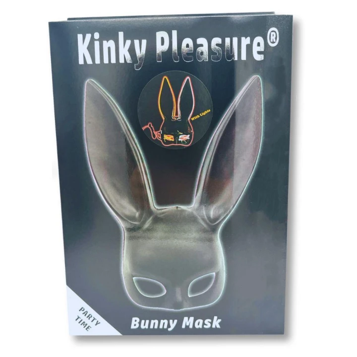 Maska króliczka LED Kinky Pleasure Deluxe - Czarna, Regulowane paski, Lekka konstrukcja