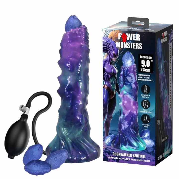 Dildo Power Monsters DuskWalker Sentinel 23 cm silikonowe, pompowane, pofalowane