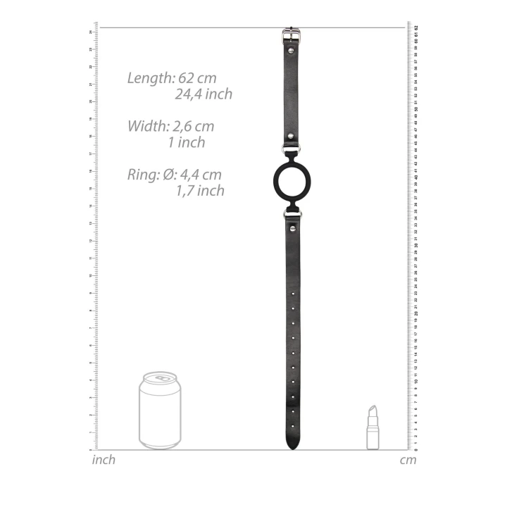 Knebel silikonowy z regulowanymi skórzanymi paskami - 5,2 cm średnicy, medyczny silikon