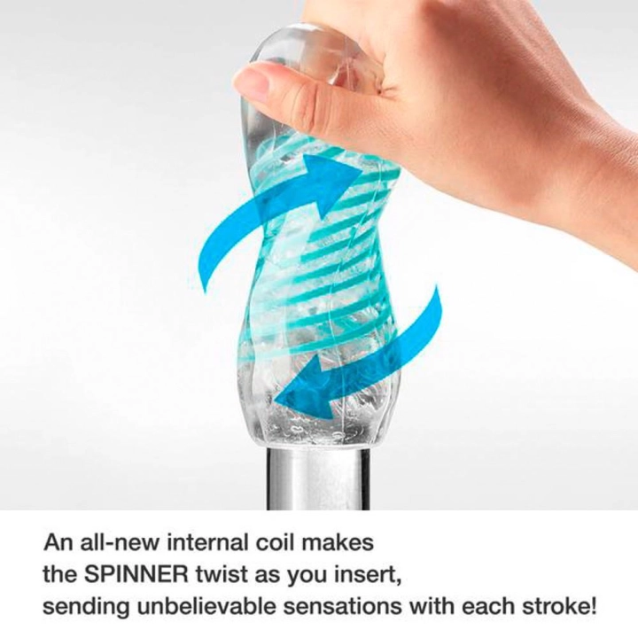 Masturbator Tenga Spinner Tetra — przezroczysty, obracający się, wielokrotnego użytku