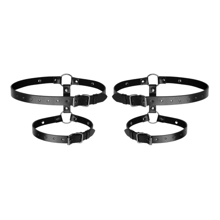 Obroże BDSM - Bedroom Fantasies - Skórzane Cuffs z Metalowymi Pierścieniami, Czarny