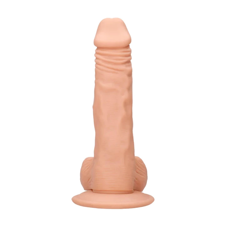 Dildo „Skin” z jądrami, 21,5 cm długości, realistyczny materiał TPE, przyssawka