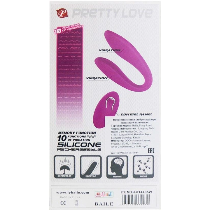 Wibrator PRETTY LOVE Letitia – silikonowy, USB, 10 trybów, pilot bezprzewodowy