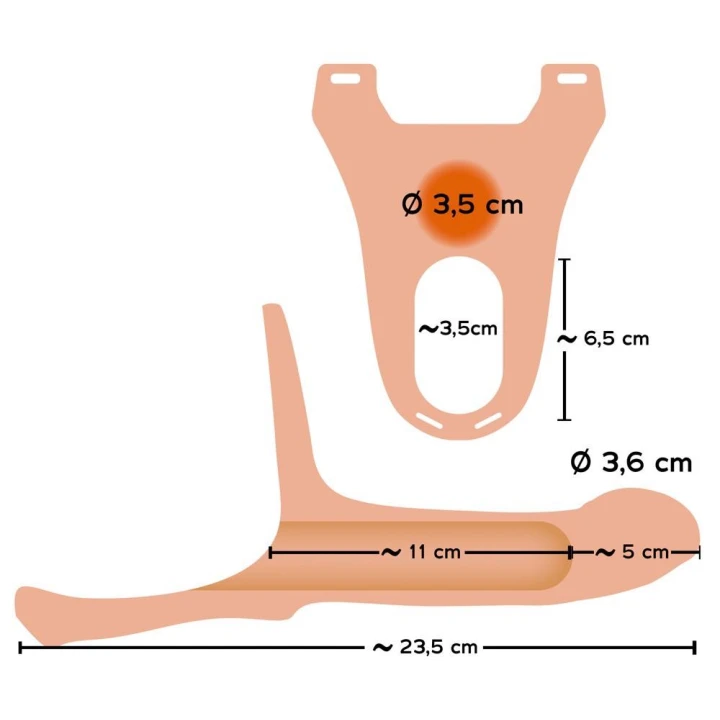 Dildo silikonowe - Przedłużenie 5 cm, elastyczny pas, średnica 4 cm, wewnętrzna 3,5 cm
