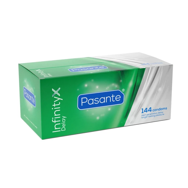 Prezerwatywy opóźniające Pasante Infinity 144szt, 54mm, 8,5% benzokainy