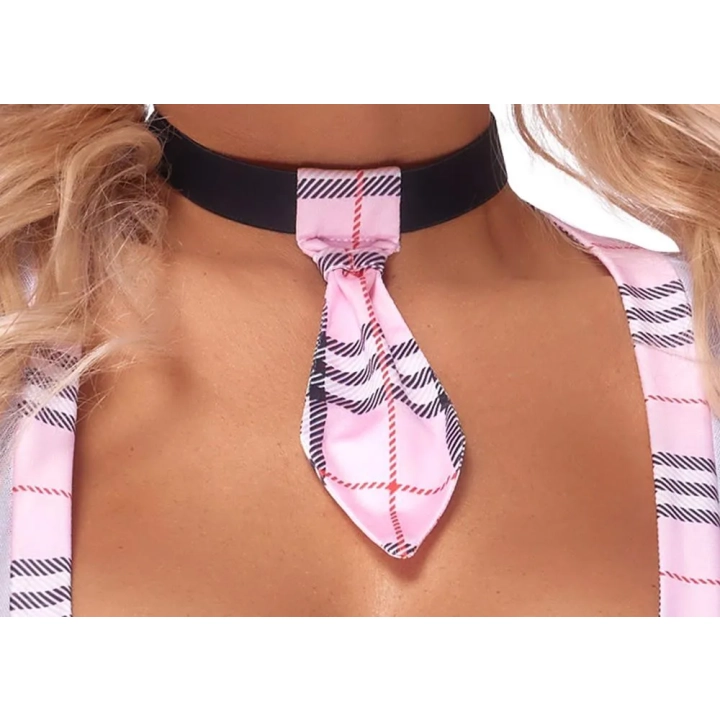 Kostium Szkolny COTTELLI LINGERIE z Krótkim Rękawem, Tkanina Kratka, Odkryty Dekolt