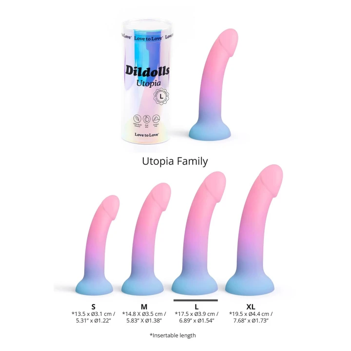 Dildo DILDOLLS UTOPIA L - długość 19,5 cm, silikon płynny, przyssawka