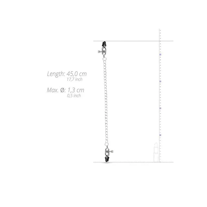 Zaciski na sutki ze stali nierdzewnej z łańcuchem, regulowane, 45 cm