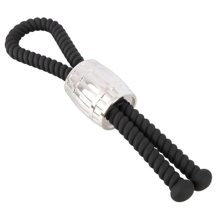 Pętla na penisa Heavy Rope od Rebel, regulowana, z metalowym obciążeniem 84 g