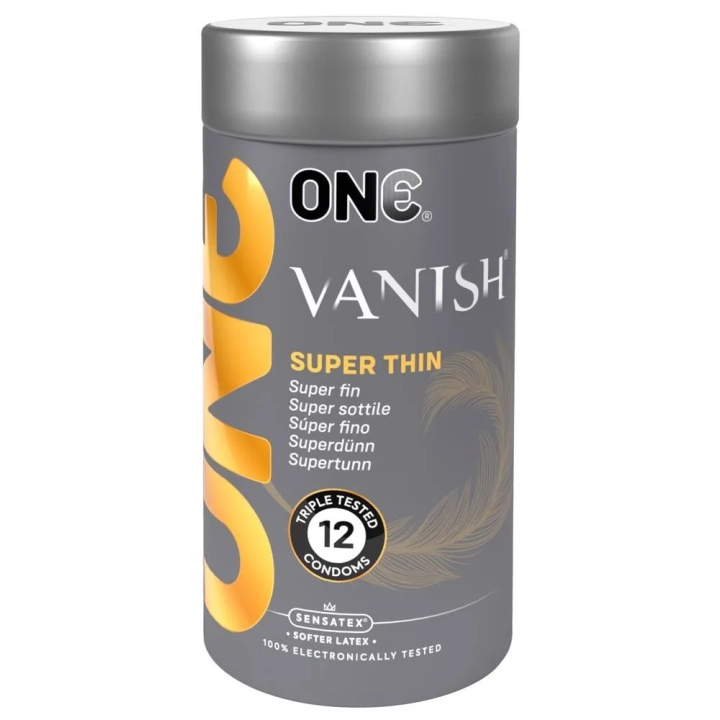 Prezerwatywy Vanish ONE Hyperthin, 53 mm, wegańskie, ultra cienkie, 12 szt.