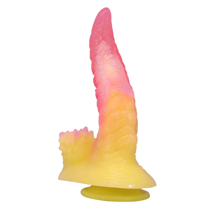 Dildo Power Monsters Flamebeast - 22,5 cm, żłobiony, silikon medyczny, z przyssawką