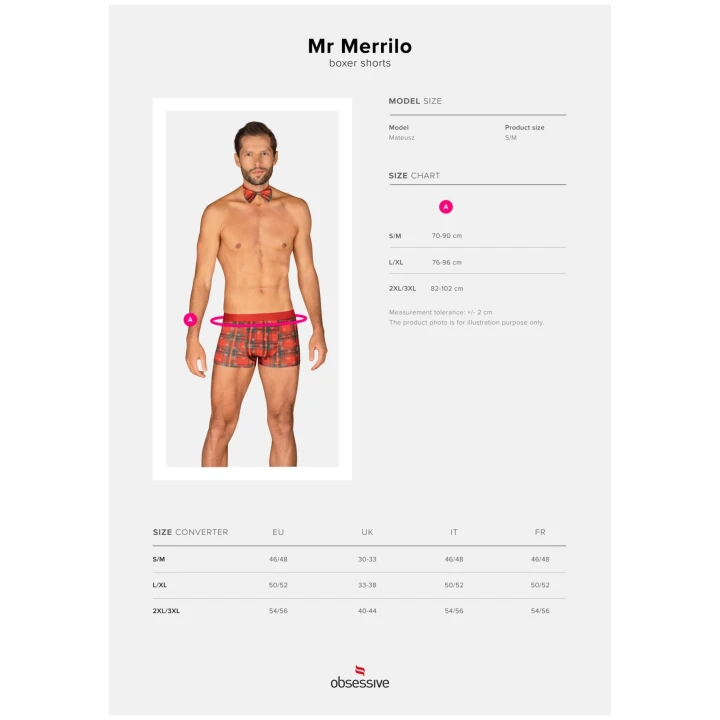 Bokserki i mucha Mr Merrilo OBSESSIVE 2XL/3XL, elastyczny materiał, świąteczny motyw, komfort