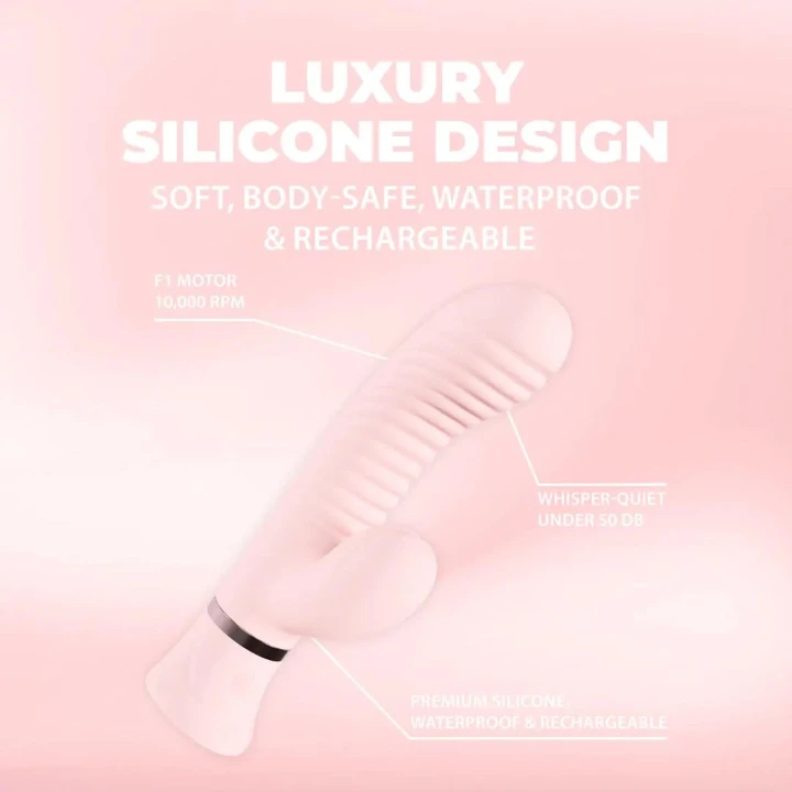 Wibrator typu rabbit Loveline Mystique - Żebrowany, Wodoodporny, Silikonowy