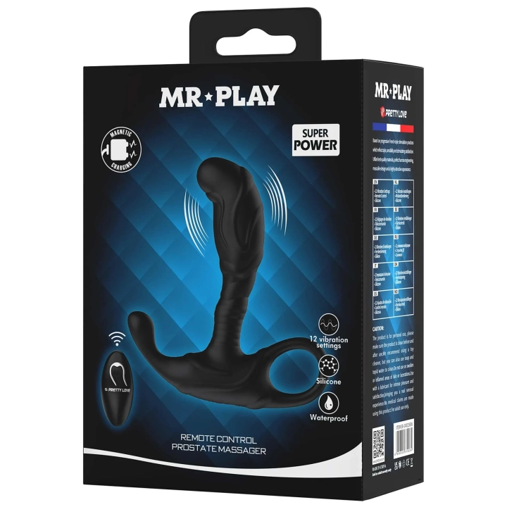 Masażer prostaty zdalnie sterowany Mr. Play, silikonowy, 12 trybów wibracji, elastyczny