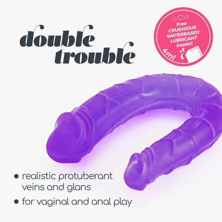 Dildo podwójne Crushious, długość 27 cm, średnica 2,1-3,2 cm, elastyczne, wodoodporne