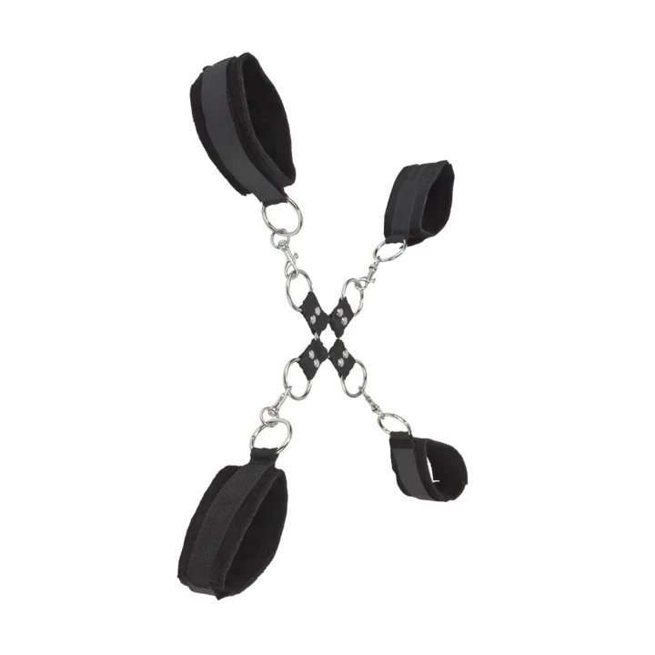 Kajdanki na ręce i nogi Ouch! z regulacją na rzep, skórzane, 50cm, miękkie futro