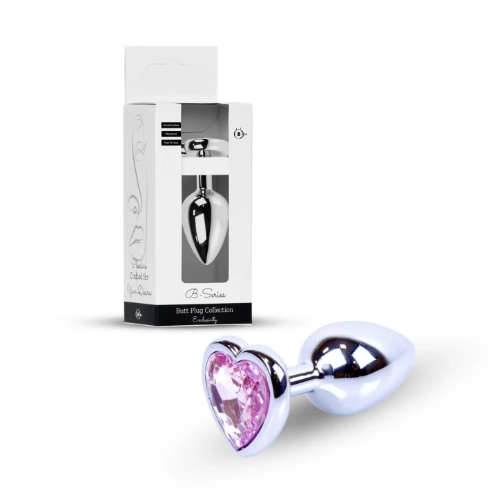 Korek analny Plug Jewellery - Srebro, 7 cm, ergonomic shape, z diamentem