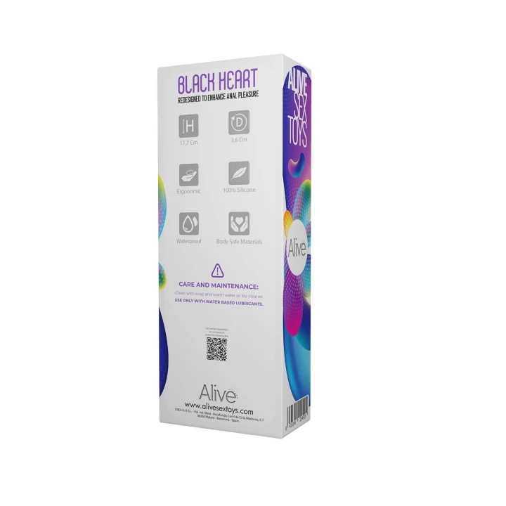 Stymulator intymny AL.Black Heart – 17,7 cm, aksamitny silikon, krzywyny design