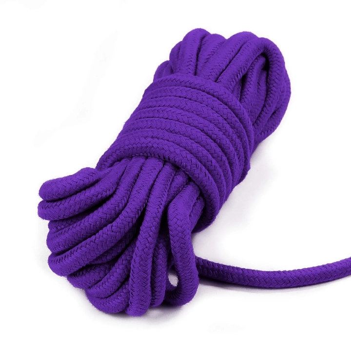 Lina bondage 10m, 8mm grubości, bawełna, kolor purpurowy - dla shibari i przyjemności.