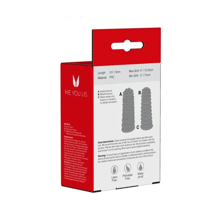 Stymulator łechtaczki Me You Us, 2 nakładki, długość 8 cm, elastyczność 7,5-10,25 cm