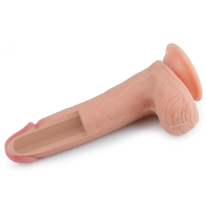 Dildo LoveToy Dual – platynowy silikon, dwuwarstwowe, przyssawka, 20,5 cm