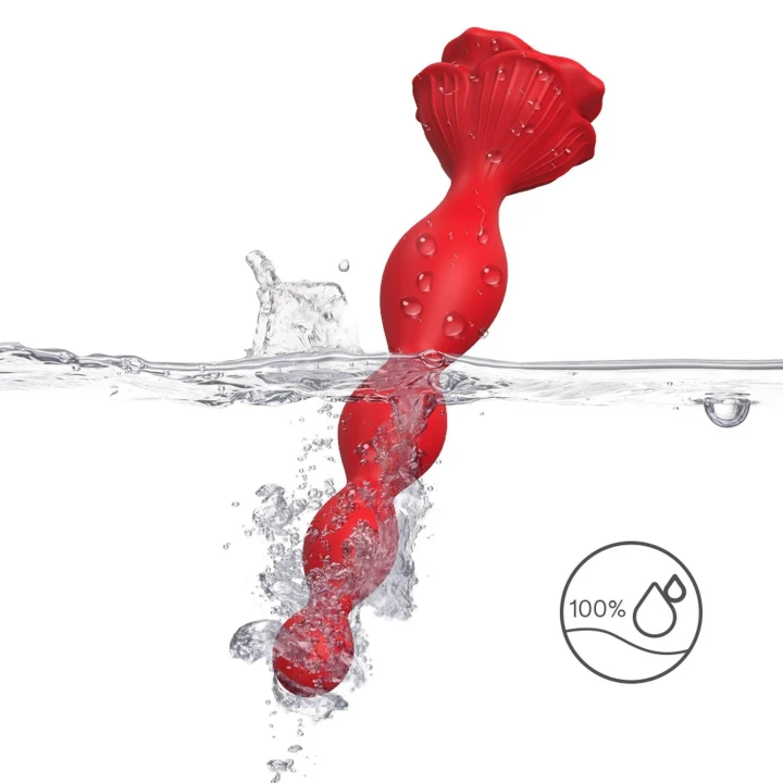 Stymulator analny, Rosestick Red - 9 funkcji wibracji, silikon medyczny, 10,2 cm