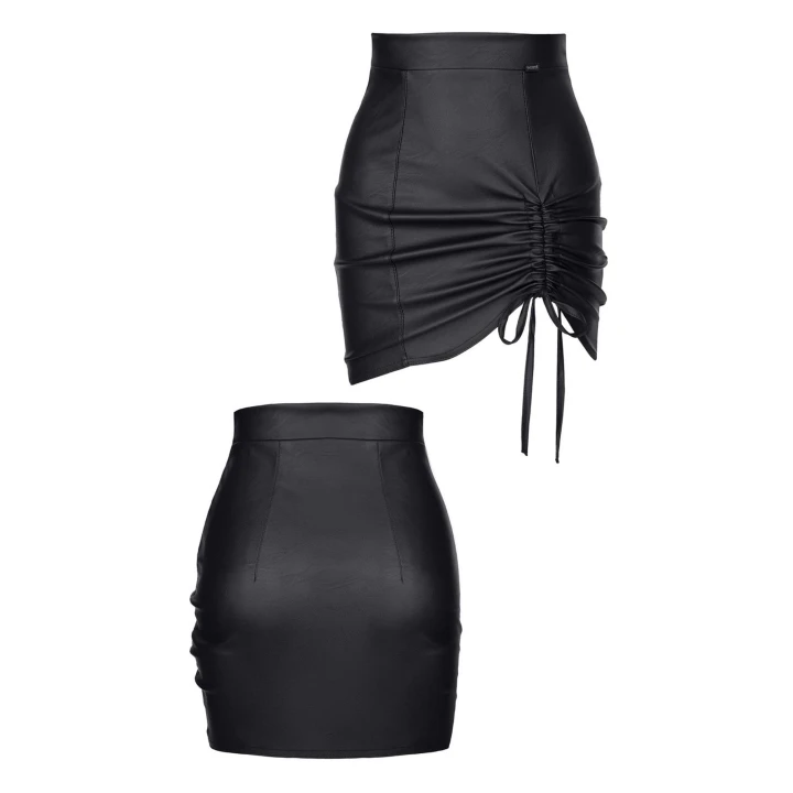 Mini spódniczka ekoskórzana AZZURRA, czarna, elastyczna, XL – klasyka w nowoczesnym wydaniu