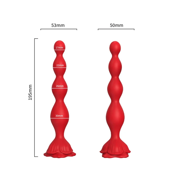 Stymulator analny, Rosestick Red - 9 funkcji wibracji, silikon medyczny, 10,2 cm