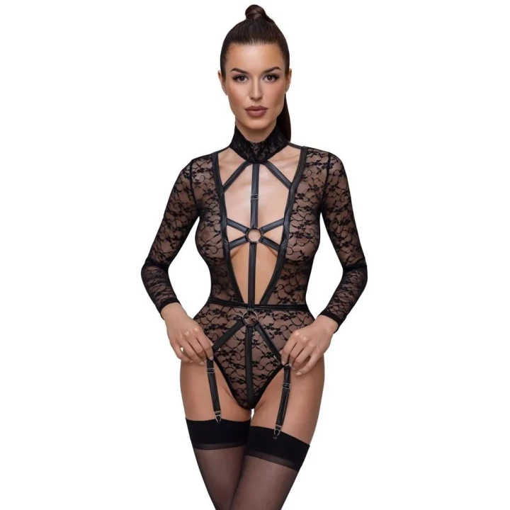 Bodystocking COTTELLI LINGERIE, koronkowy, elastyczny, regulowane ramiączka