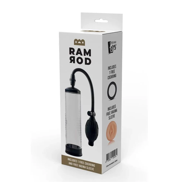 pompka próżniowa RAMROD CLASSIC, ABS/TPE, przezroczysty cylinder 20 cm, ręczna obsługa