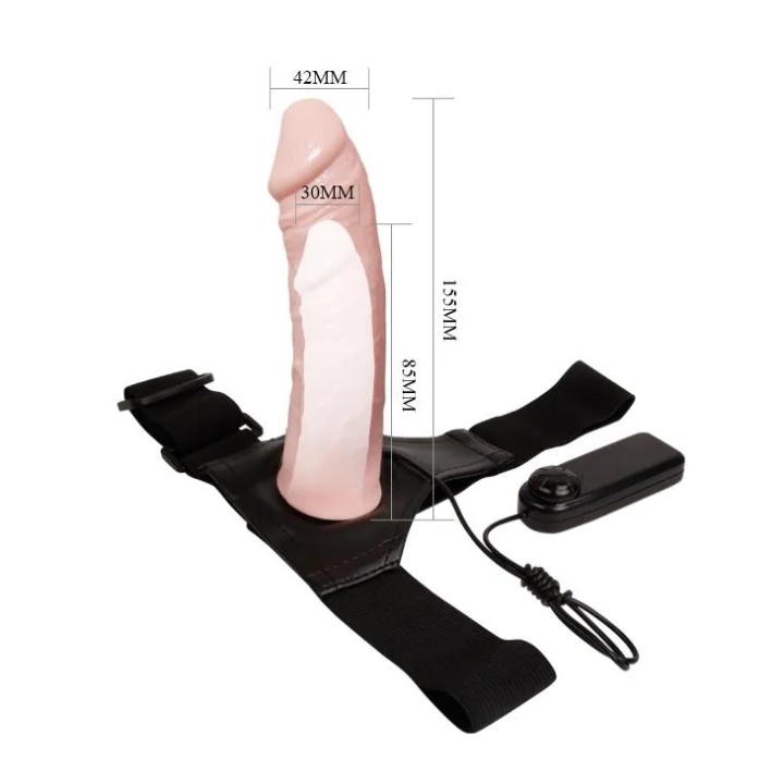 Dildo BAILE - Vibrator Hollow Strap-on, 15cm, Multispeed, Pilot zdalny