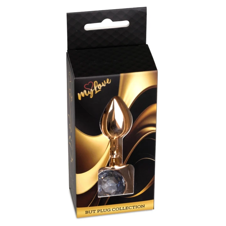 Plug anal (biżuteria) MyLove Toys – stal nierdzewna, długość 7 cm, diament czerwono-złoty