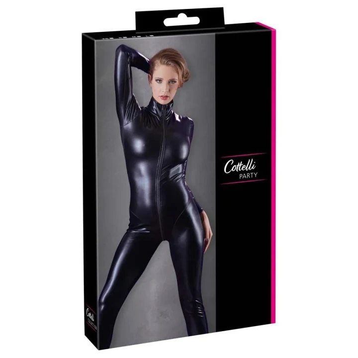 Kombinezon COTTELLI LINGERIE z długimi rękawami, błyszczący, elastyczny, z kołnierzem