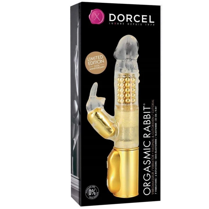 Wibrator wielofunkcyjny Dorcela Orgasmic Rabbit, 7 trybów wibracji, złoty, 25 cm