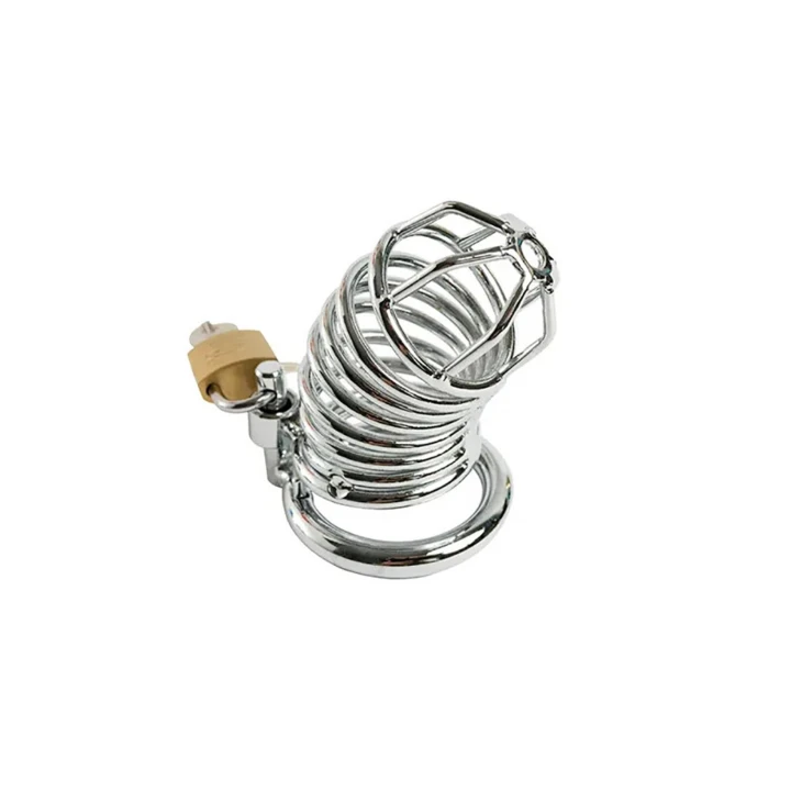 Klatka na penisa stalowa Premium z regulowanym zapięciem i trzema pierścieniami