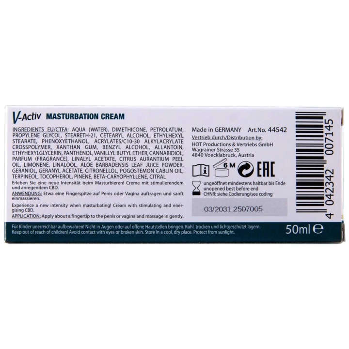 Krem do masturbacji V-Activ HOT CBD 50 ml — uniseks, stymulujący, lekko rozgrzewający