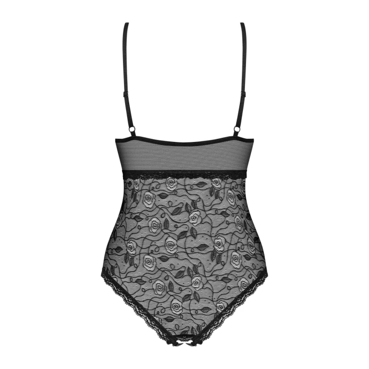 Body Bielizna OBSESSIVE TED-1, S/M, różany motyw, regulowane szelki, otwarty krok