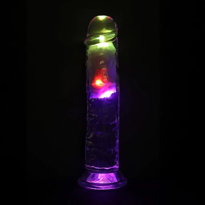 Dildo RealRock - 20 cm, przezroczysty, wibrujący z przyssawką, TPE