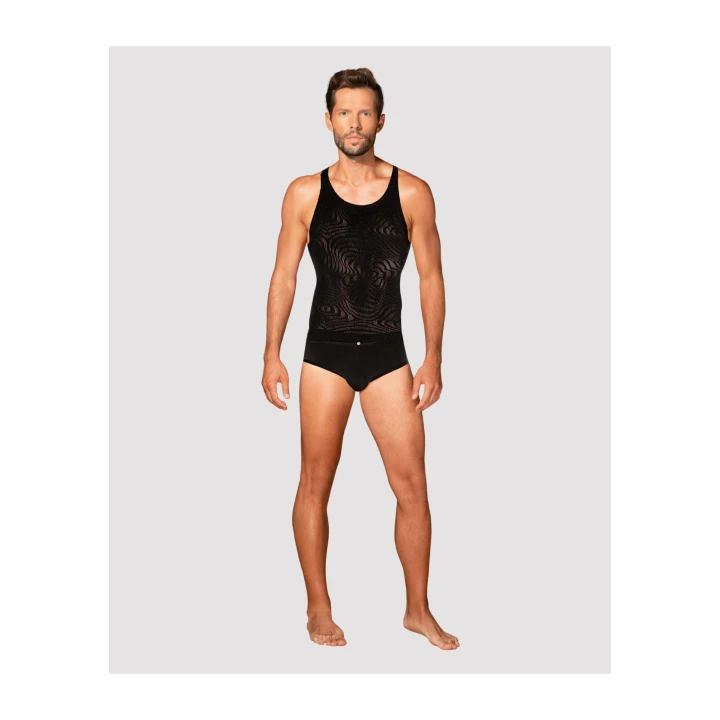 Bezrękawnik męski OBSESSIVE MEN T103, elastyczny, geometryczne wzory, czarny