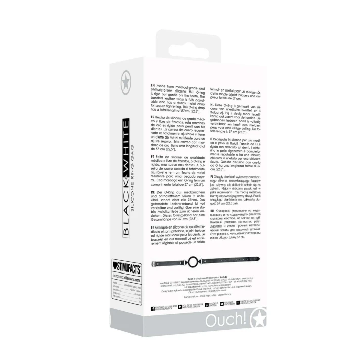 Knebel silikonowy z regulowanymi skórzanymi paskami - 5,2 cm średnicy, medyczny silikon